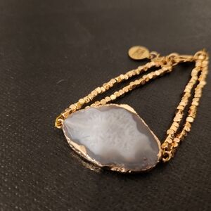 Kinsley Armelle Gold and Gray Agate Bracelet